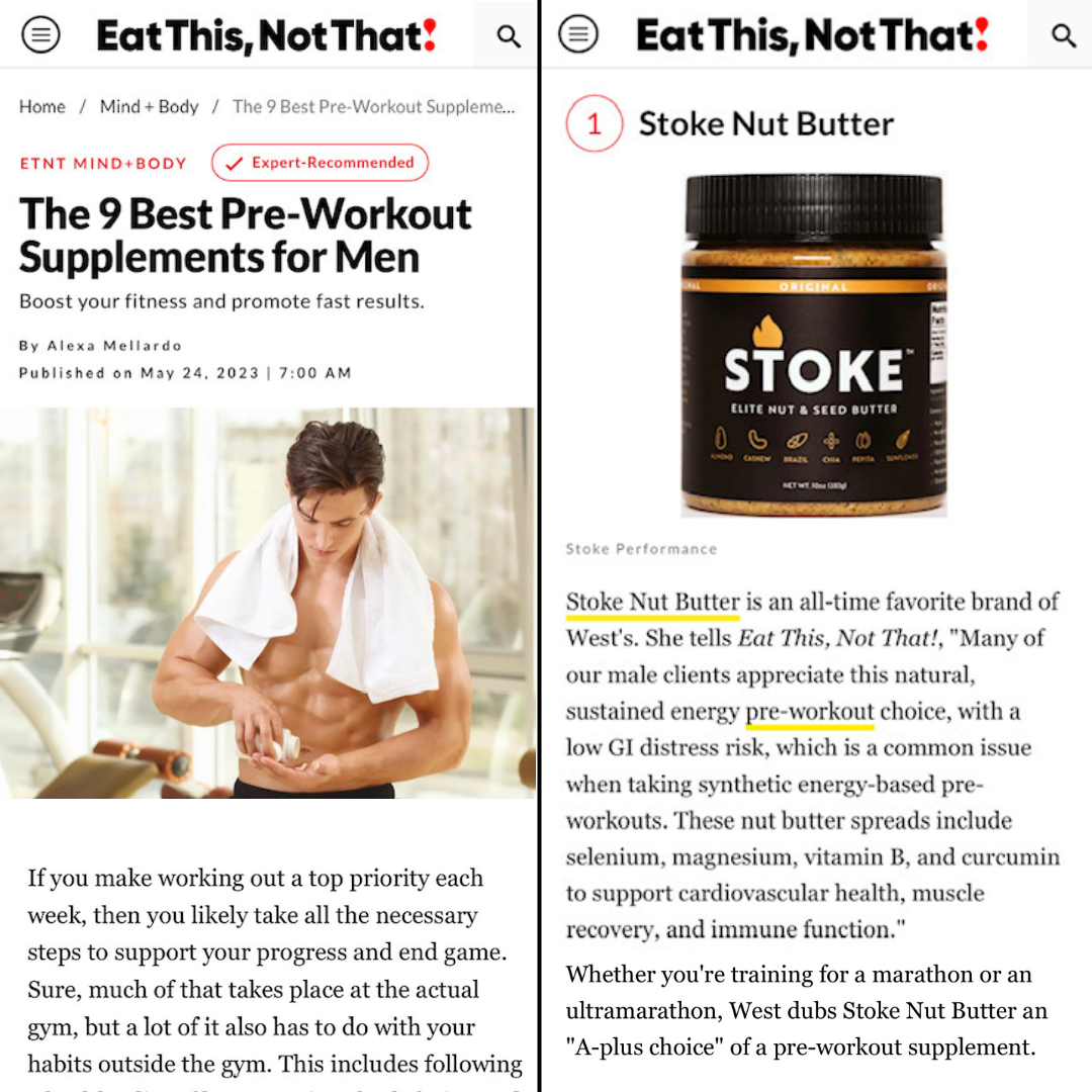 Eat This, Not That Magazine Features STOKE as a top pre-exercise fuel for men.